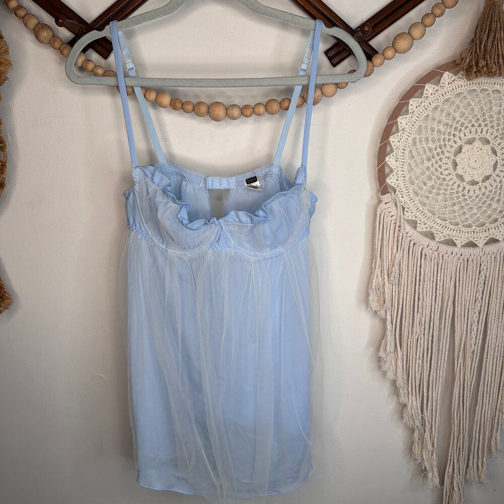 Rampage Intimates Light Blue Sheer Lingerie Nightie